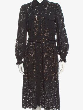 Generation Love Black Lace Shirt Dress with Belt Sz M